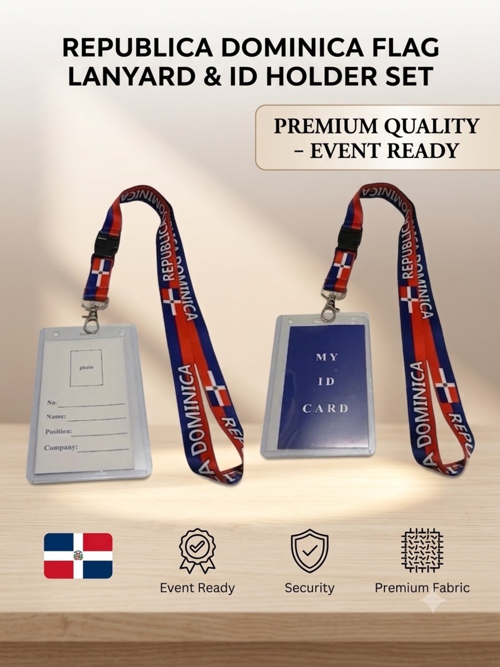Republica Dominicana Flag Lanyard & ID Holder - Red, Blue, White